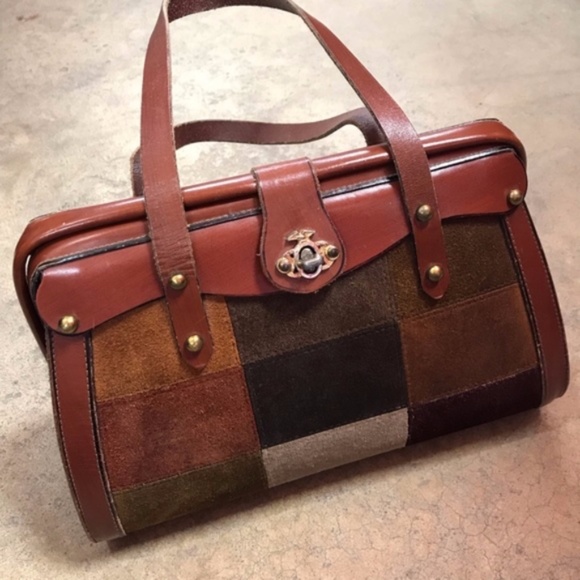 Vintage Handbags - Vintage 60s Burlington Patchwork Leather Handbag